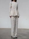Mutedance 25 Autumn and Winter Elastic Waist Drawstring Loose Casual Pants Flower Dye MD-MD25FW77-nude